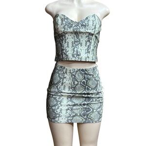 PrettyLittleThing . Snake Print Skirt Set